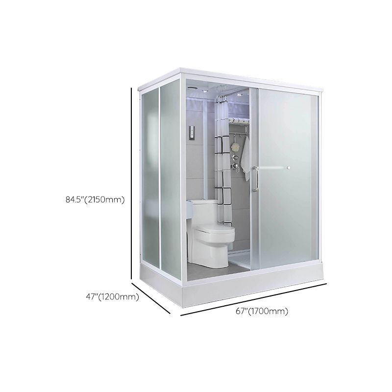 Single Sliding White Shower Kit Rectangle Frosted Shower Stall Clearhalo 'Bathroom Remodel & Bathroom Fixtures' 'Home Improvement' 'home_improvement' 'home_improvement_shower_stalls_enclosures' 'Shower Stalls & Enclosures' 'shower_stalls_enclosures' 'Showers & Bathtubs' 1200x1200_4b2dad50-749c-436d-83ee-72ce8503f22e