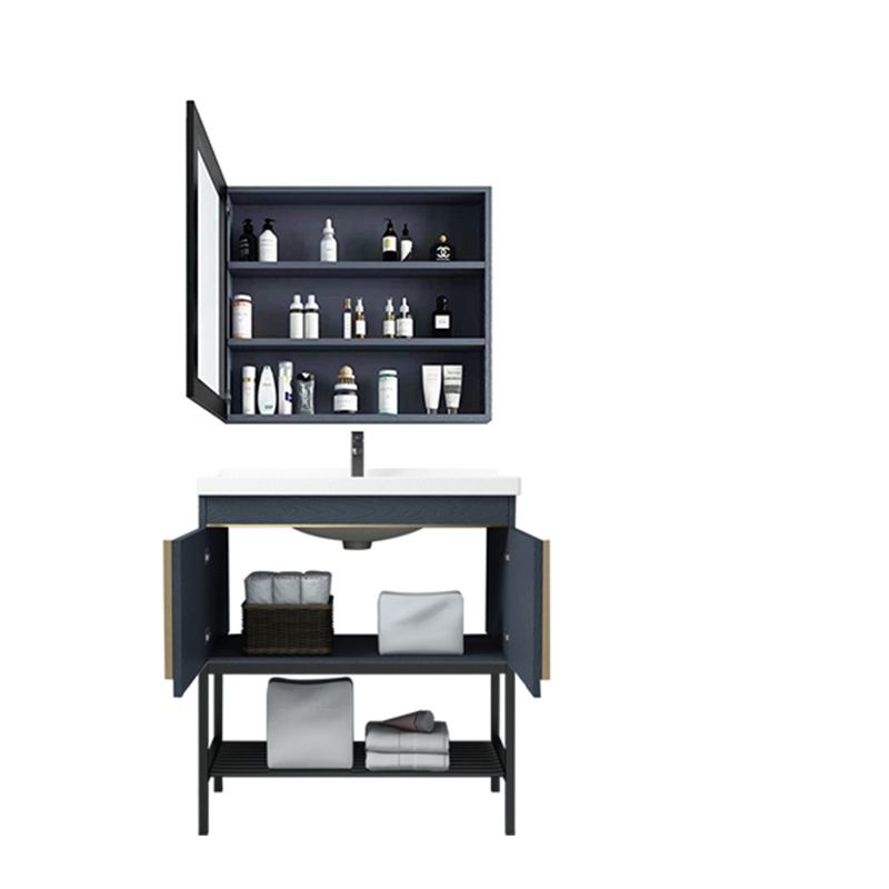 Bathroom Vanity Rectangular Drawers Mirror Storage Shelf with Faucet Clearhalo 'Bathroom Remodel & Bathroom Fixtures' 'Bathroom Vanities' 'bathroom_vanities' 'Home Improvement' 'home_improvement' 'home_improvement_bathroom_vanities' 1200x1200_4b665168-c9be-413e-ae88-791f9faf78f7