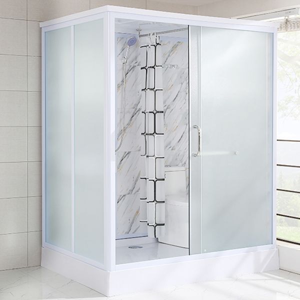 Rectangle Tempered Glass Shower Enclosure White Framed Shower Stall Clearhalo 'Bathroom Remodel & Bathroom Fixtures' 'Home Improvement' 'home_improvement' 'home_improvement_shower_stalls_enclosures' 'Shower Stalls & Enclosures' 'shower_stalls_enclosures' 'Showers & Bathtubs' 1200x1200_4b6a430a-8dd9-4075-8b16-6ec3ef296142
