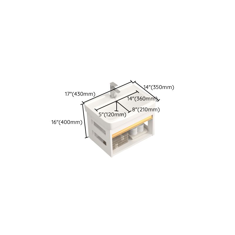 Wall Mounted Vanity Set White Storage Shelf Faucet Sink Vanity with Mirror Clearhalo 'Bathroom Remodel & Bathroom Fixtures' 'Bathroom Vanities' 'bathroom_vanities' 'Home Improvement' 'home_improvement' 'home_improvement_bathroom_vanities' 1200x1200_4b6f80f8-7d45-4a28-ba04-9c6108e4885e