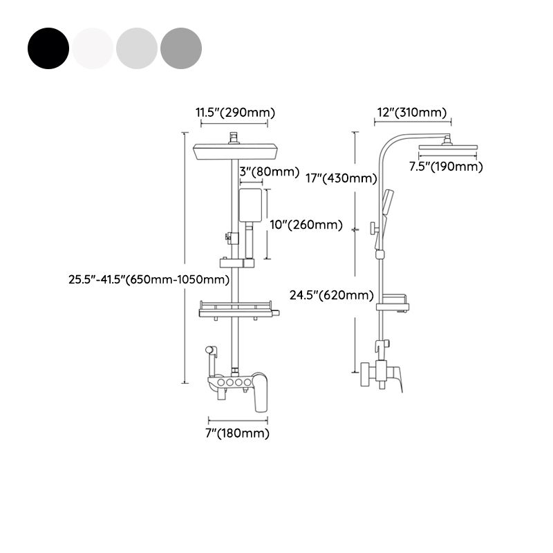 Modern Shower Trim Brass Square Handheld Shower Head Wall Mounted Shower Combo Clearhalo 'Bathroom Remodel & Bathroom Fixtures' 'Home Improvement' 'home_improvement' 'home_improvement_shower_faucets' 'Shower Faucets & Systems' 'shower_faucets' 'Showers & Bathtubs Plumbing' 'Showers & Bathtubs' 1200x1200_4b8fe347-19d0-4347-b12a-b979907e985a