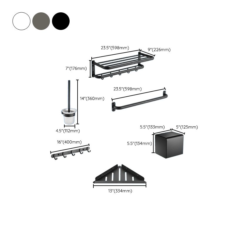 Modern Metal Bathroom Hardware Set 6-Piece Bathroom Accessory Kit Clearhalo 'Bathroom Hardware Sets' 'Bathroom Hardware' 'Bathroom Remodel & Bathroom Fixtures' 'bathroom_hardware_sets' 'Home Improvement' 'home_improvement' 'home_improvement_bathroom_hardware_sets' 1200x1200_4bd5b77e-d38e-488e-a7c4-c45c3eb948e0