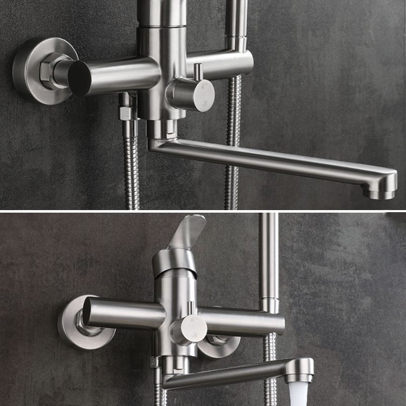 Wall Mounted Metal Tub Filler Low Arc Swivel Bathroom Faucet Clearhalo 'Bathroom Remodel & Bathroom Fixtures' 'Bathtub Faucets' 'bathtub_faucets' 'Home Improvement' 'home_improvement' 'home_improvement_bathtub_faucets' 1200x1200_4c160624-1236-47ee-8d27-cf98b5c57632