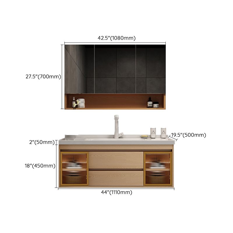 Wall Mount Vanity Mirror Single Sink Rectangle Door Wood Vanity with Drawers Clearhalo 'Bathroom Remodel & Bathroom Fixtures' 'Bathroom Vanities' 'bathroom_vanities' 'Home Improvement' 'home_improvement' 'home_improvement_bathroom_vanities' 1200x1200_4c2c6dfc-9272-458d-9462-40ce1e7d6c3b