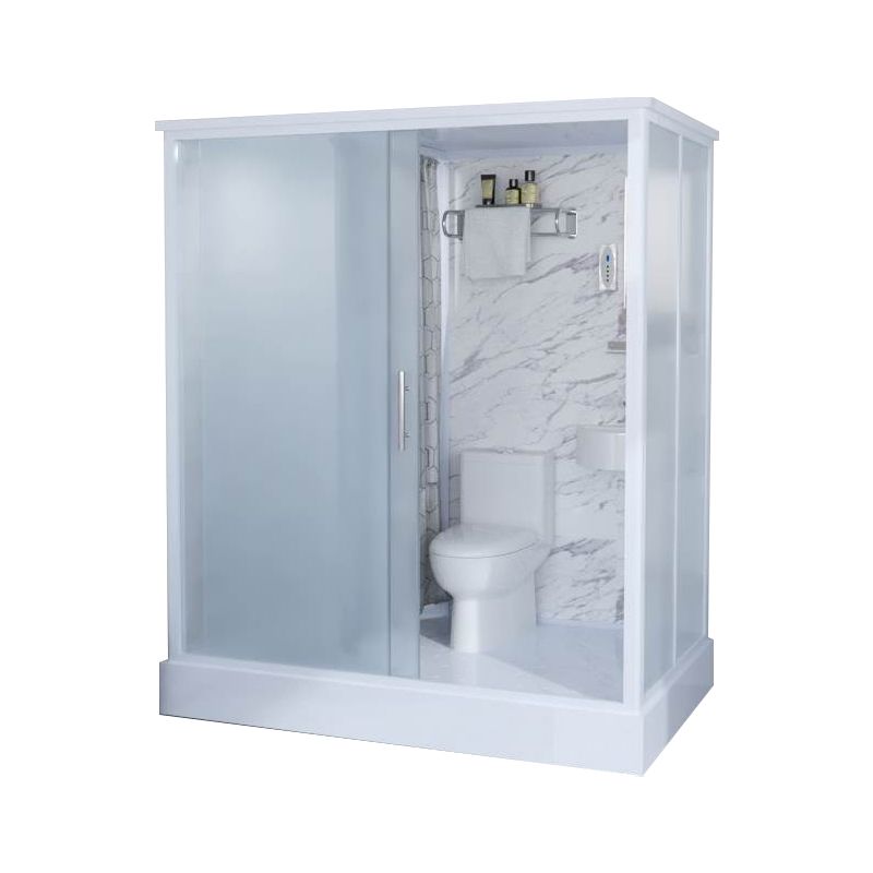 White Frosted Glass Shower Stall Single Sliding Door Shower Room Clearhalo 'Bathroom Remodel & Bathroom Fixtures' 'Home Improvement' 'home_improvement' 'home_improvement_shower_stalls_enclosures' 'Shower Stalls & Enclosures' 'shower_stalls_enclosures' 'Showers & Bathtubs' 1200x1200_4c33221c-5b8e-4e30-8cb2-cfd9c5f27845