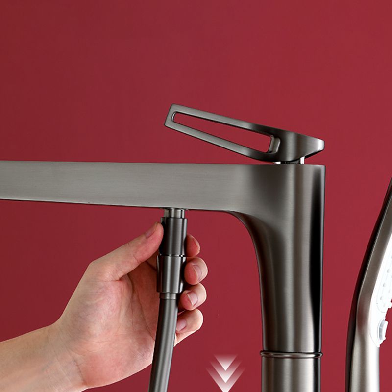 Bathroom Faucet Floor Standing Handheld Shower Head Rod Handle Faucet Clearhalo 'Bathroom Remodel & Bathroom Fixtures' 'Bathtub Faucets' 'bathtub_faucets' 'Home Improvement' 'home_improvement' 'home_improvement_bathtub_faucets' 1200x1200_4c384059-24f2-4d6d-95d1-674f526a77c7