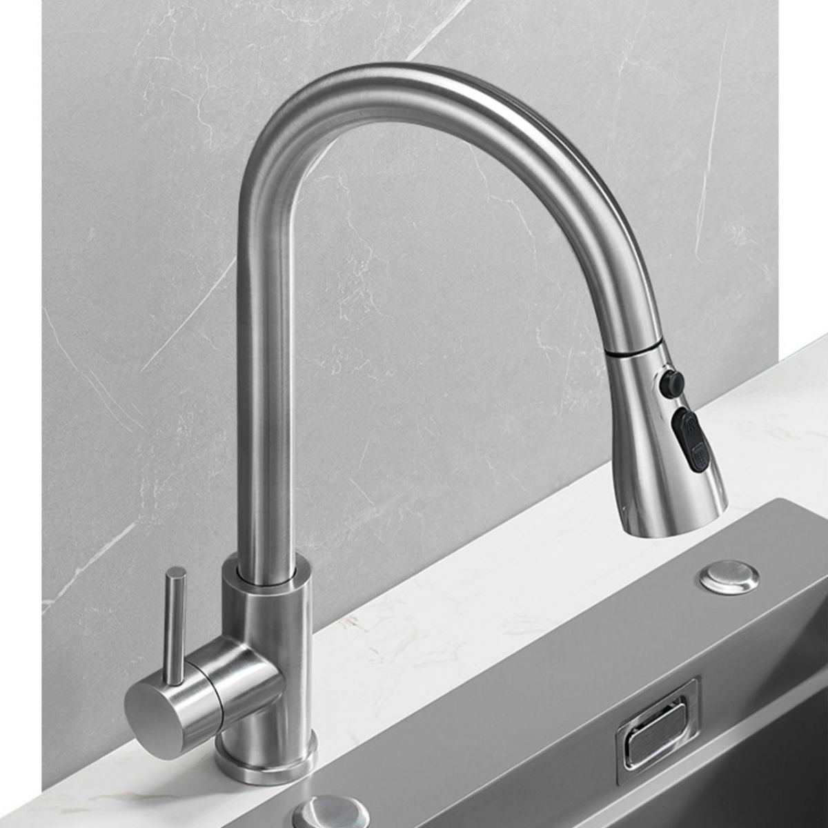 Modern Style Kitchen Faucet Lever Handle 304 Stainless Steel Kitchen Faucet Clearhalo 'Home Improvement' 'home_improvement' 'home_improvement_kitchen_faucets' 'Kitchen Faucets' 'Kitchen Remodel & Kitchen Fixtures' 'Kitchen Sinks & Faucet Components' 'kitchen_faucets' 1200x1200_4c42fd0f-453f-4c2a-9ca7-09db9c5f46a8