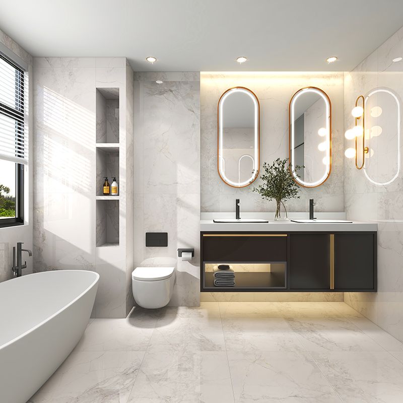 Rectangle White Singular Tile Marble Floor and Wall for Bathroom Clearhalo 'Floor Tiles & Wall Tiles' 'floor_tiles_wall_tiles' 'Flooring 'Home Improvement' 'home_improvement' 'home_improvement_floor_tiles_wall_tiles' Walls and Ceiling' 1200x1200_4c44ad2d-dbfa-442c-af95-21c123d93c15