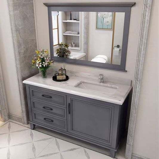 Modern Gray Sink Vanity Freestanding Wooden Bathroom Vanity with Drawers Clearhalo 'Bathroom Remodel & Bathroom Fixtures' 'Bathroom Vanities' 'bathroom_vanities' 'Home Improvement' 'home_improvement' 'home_improvement_bathroom_vanities' 1200x1200_4c4c29f8-53da-4c1d-ad4a-4da408cf4e6b