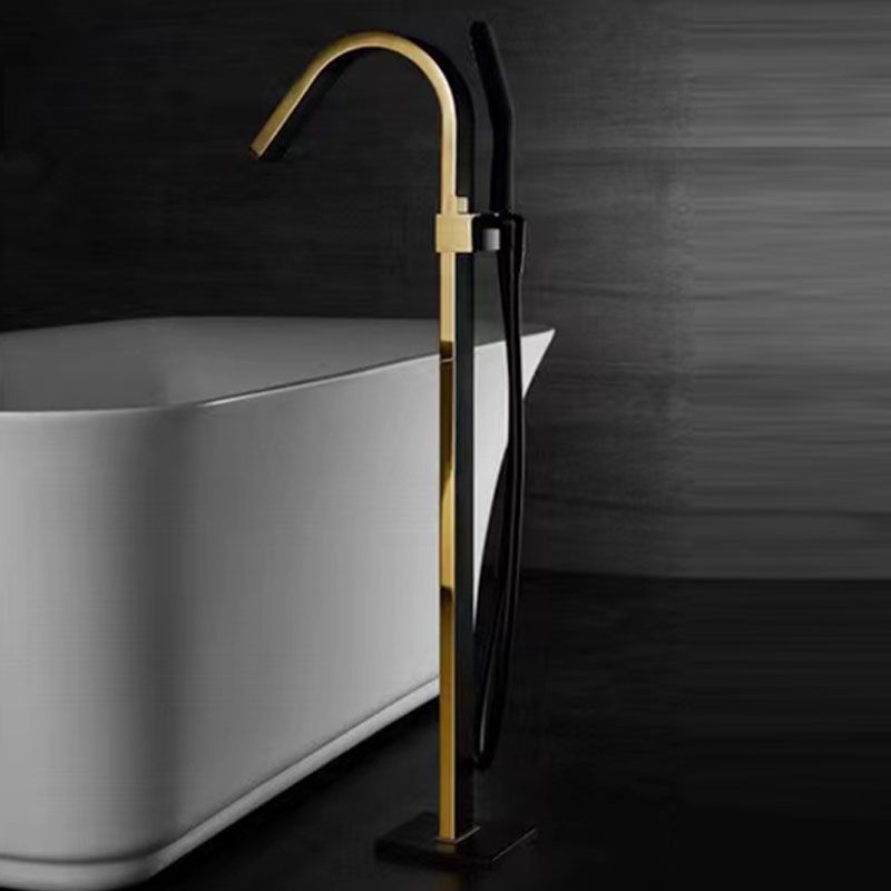 Modern Freestanding Bathtub Faucet Copper Floor Mounted Lever Handle Tub Faucet Trim Clearhalo 'Bathroom Remodel & Bathroom Fixtures' 'Bathtub Faucets' 'bathtub_faucets' 'Home Improvement' 'home_improvement' 'home_improvement_bathtub_faucets' 1200x1200_4c570267-5ae4-4ddc-9386-8540cd038bd9