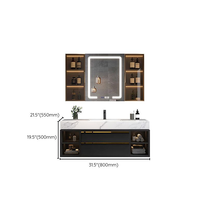 Glam Bathroom Sink Vanity Quartz with Mirror and Faucet Wall-Mounted Vanity Sink Clearhalo 'Bathroom Remodel & Bathroom Fixtures' 'Bathroom Vanities' 'bathroom_vanities' 'Home Improvement' 'home_improvement' 'home_improvement_bathroom_vanities' 1200x1200_4c760b19-e7bf-4d23-bc77-76f73aa582f6