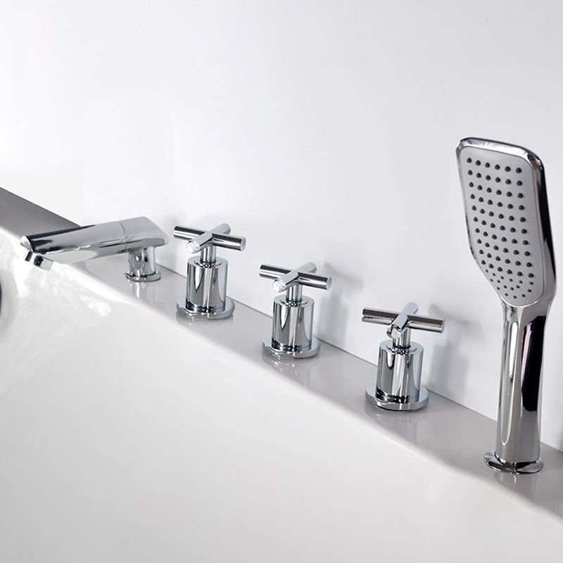 Contemporary Style Bathroom Faucet Metal Deck Mounted Bathroom Faucet Clearhalo 'Bathroom Remodel & Bathroom Fixtures' 'Bathtub Faucets' 'bathtub_faucets' 'Home Improvement' 'home_improvement' 'home_improvement_bathtub_faucets' 1200x1200_4c77e7ed-a5b3-4f38-8b20-184a18a36b36