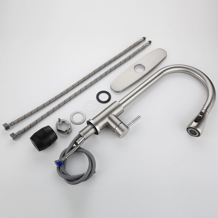 High Arch Standard Kitchen Faucet Lead Free Swivel Spout with Pull Out Sprayer Clearhalo 'Home Improvement' 'home_improvement' 'home_improvement_kitchen_faucets' 'Kitchen Faucets' 'Kitchen Remodel & Kitchen Fixtures' 'Kitchen Sinks & Faucet Components' 'kitchen_faucets' 1200x1200_4c90bfd2-9dd0-452e-b4e7-f3cc548217b1