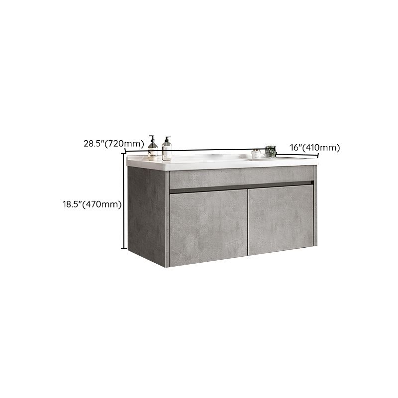 Gray Modern Bathroom Vanity Single-Sink Rectangular Wall Mount Vanity Set Clearhalo 'Bathroom Remodel & Bathroom Fixtures' 'Bathroom Vanities' 'bathroom_vanities' 'Home Improvement' 'home_improvement' 'home_improvement_bathroom_vanities' 1200x1200_4c9d5492-6718-4d7a-9d45-8b30cdfc996d