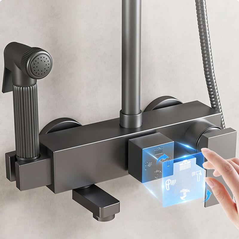 Modern Shower Trim Push Button Dual Shower Head Wall Mounted Shower Combo Clearhalo 'Bathroom Remodel & Bathroom Fixtures' 'Home Improvement' 'home_improvement' 'home_improvement_shower_faucets' 'Shower Faucets & Systems' 'shower_faucets' 'Showers & Bathtubs Plumbing' 'Showers & Bathtubs' 1200x1200_4ca6782f-707d-4d58-b50b-13e5247b2e3d