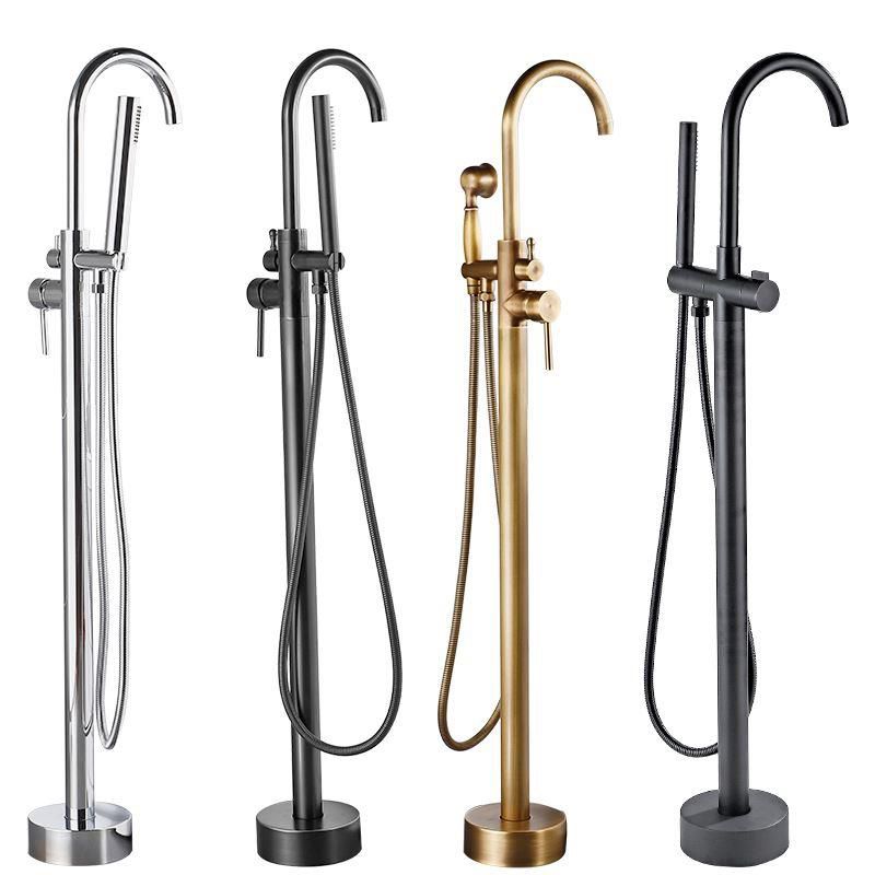 Traditional Floor Mounted Metal Freestanding Tub Filler High Arc Freestanding Faucet Clearhalo 'Bathroom Remodel & Bathroom Fixtures' 'Bathtub Faucets' 'bathtub_faucets' 'Home Improvement' 'home_improvement' 'home_improvement_bathtub_faucets' 1200x1200_4ce632df-790a-40c2-804a-d5eacce939ee