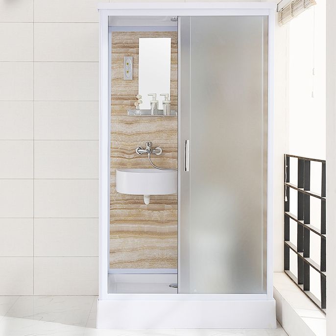 Rectangular Shower Stall Single Sliding Door Frosted Glass Shower Room Clearhalo 'Bathroom Remodel & Bathroom Fixtures' 'Home Improvement' 'home_improvement' 'home_improvement_shower_stalls_enclosures' 'Shower Stalls & Enclosures' 'shower_stalls_enclosures' 'Showers & Bathtubs' 1200x1200_4ce73949-23ec-4134-bc0d-0fff8a44b173