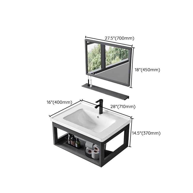 Single Modern Bath Vanity Wall Mount Metal Base Rectangular Bathroom Vanity Clearhalo 'Bathroom Remodel & Bathroom Fixtures' 'Bathroom Vanities' 'bathroom_vanities' 'Home Improvement' 'home_improvement' 'home_improvement_bathroom_vanities' 1200x1200_4cf132d9-347a-4adf-8041-df55465f4771