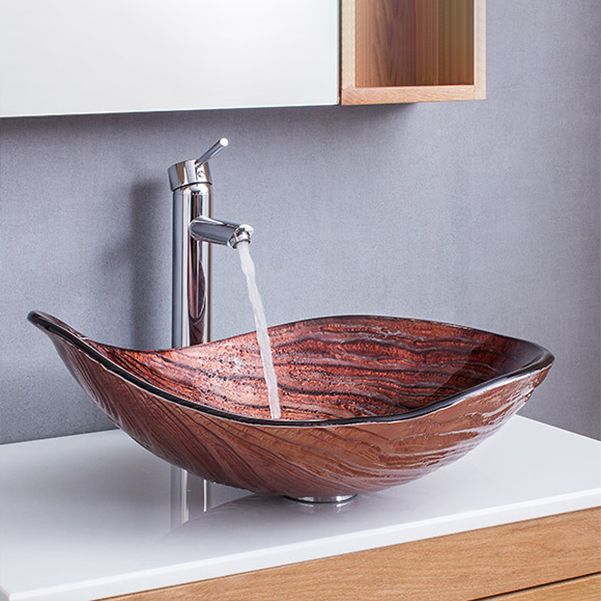 Creative Glass Vessel Sink Specialty Vessel Bathroom Sink with Pop-Up Drain Clearhalo 'Bathroom Remodel & Bathroom Fixtures' 'Bathroom Sinks & Faucet Components' 'Bathroom Sinks' 'bathroom_sink' 'Home Improvement' 'home_improvement' 'home_improvement_bathroom_sink' 1200x1200_4cfaba7b-a131-4936-a6e4-c0890a778a9b