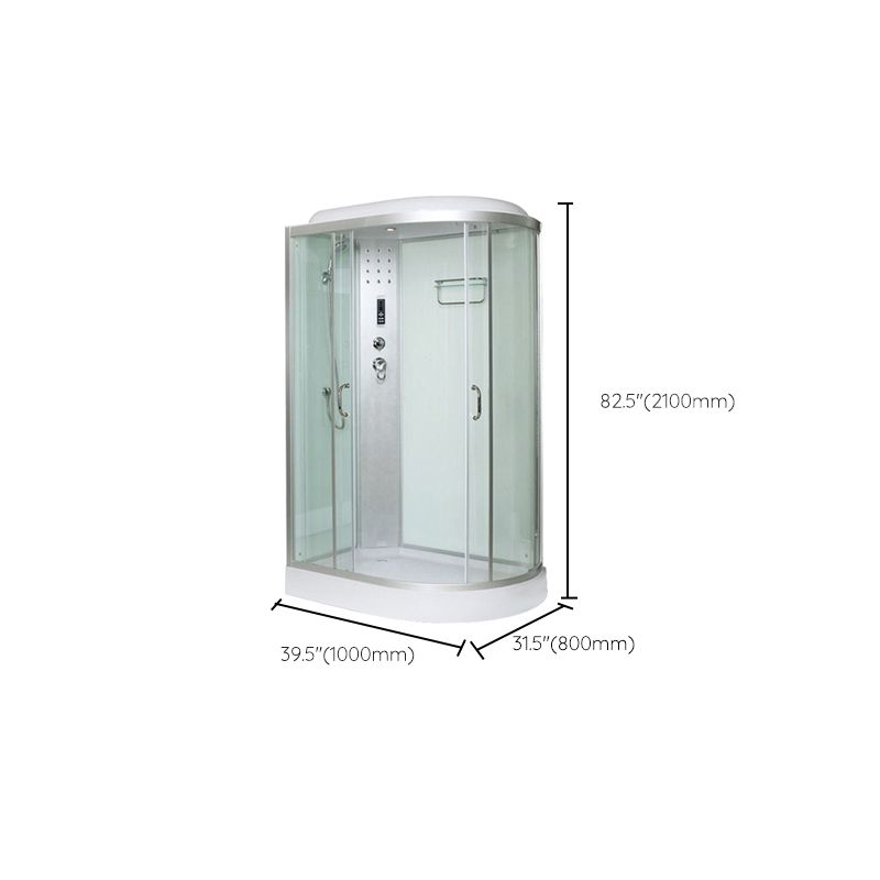 Tempered Glass Double Sliding Shower Enclosure White Frame One Piece Shower Enclosure Clearhalo 'Bathroom Remodel & Bathroom Fixtures' 'Home Improvement' 'home_improvement' 'home_improvement_shower_stalls_enclosures' 'Shower Stalls & Enclosures' 'shower_stalls_enclosures' 'Showers & Bathtubs' 1200x1200_4cff1121-7608-46e4-9f2e-0568246bbb37