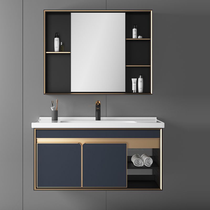 Bath Vanity Set Wall Mount Single Sink Blue Glam Metal Faucet Included Vanity Set Clearhalo 'Bathroom Remodel & Bathroom Fixtures' 'Bathroom Vanities' 'bathroom_vanities' 'Home Improvement' 'home_improvement' 'home_improvement_bathroom_vanities' 1200x1200_4d37518a-352b-4009-937e-f9ea7a2eae91