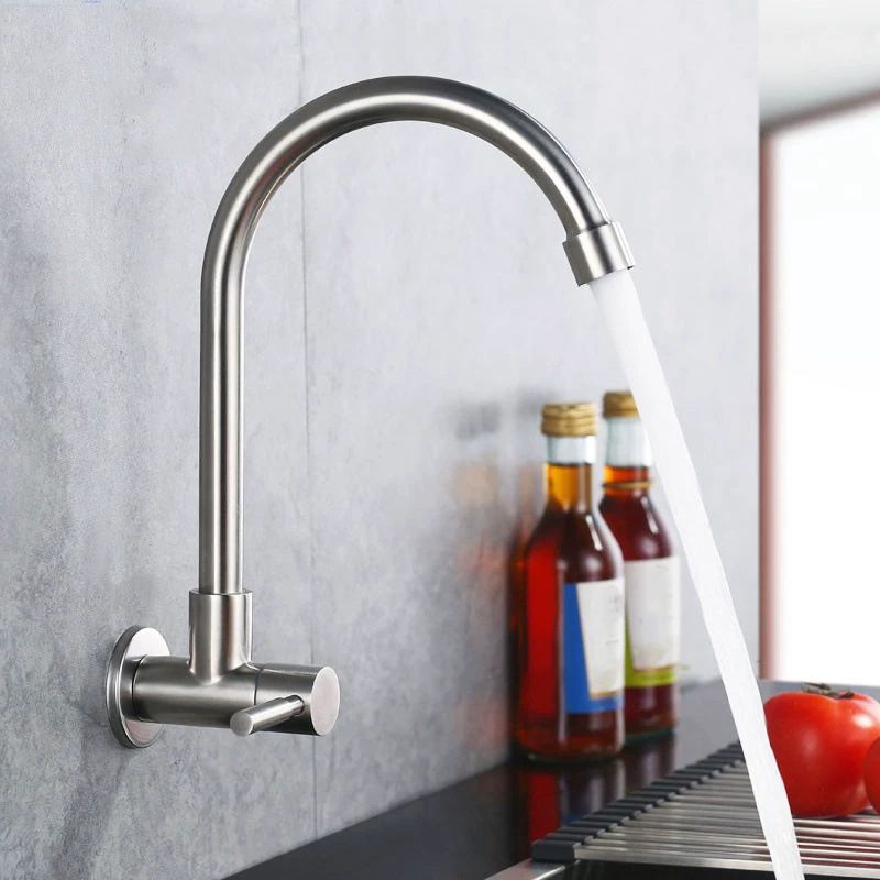 Contemporary Single Handle Kitchen Faucet Metal 1-Hold Bar Faucet with No Sensor Clearhalo 'Home Improvement' 'home_improvement' 'home_improvement_kitchen_faucets' 'Kitchen Faucets' 'Kitchen Remodel & Kitchen Fixtures' 'Kitchen Sinks & Faucet Components' 'kitchen_faucets' 1200x1200_4d39fc61-8d2e-4c22-b82c-f889d1f1c8ff