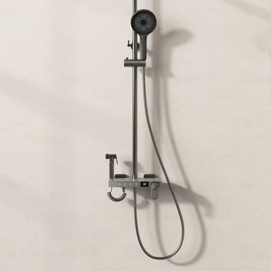 Brass Circular Shower Combo Wall Mounted Shower Set with 2 Shower Heads Clearhalo 'Bathroom Remodel & Bathroom Fixtures' 'Home Improvement' 'home_improvement' 'home_improvement_shower_faucets' 'Shower Faucets & Systems' 'shower_faucets' 'Showers & Bathtubs Plumbing' 'Showers & Bathtubs' 1200x1200_4d627b02-4d14-4094-aa71-5709a4b5bea0