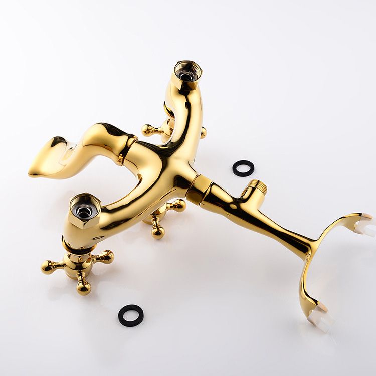 Floor Mounted Tub Spout 3 Handles Traditional Freestanding Tub Filler in Gold Clearhalo 'Bathroom Remodel & Bathroom Fixtures' 'Bathtub Faucets' 'bathtub_faucets' 'Home Improvement' 'home_improvement' 'home_improvement_bathtub_faucets' 1200x1200_4d6a1258-b7d7-4bc1-8fc9-a3125fa87823