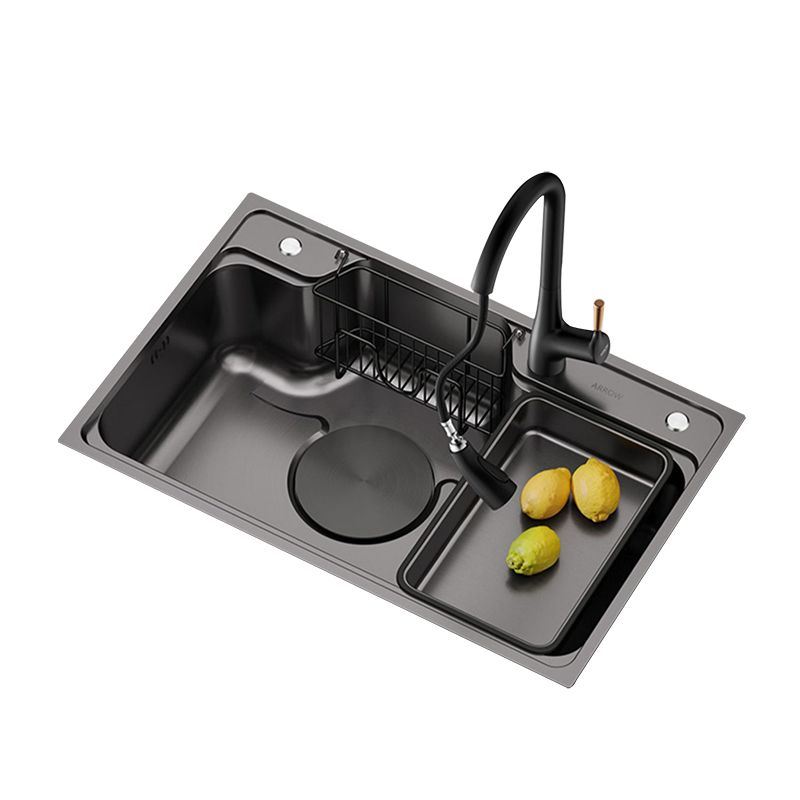 Kitchen Sink Stainless Steel Drop-In Basket Strainer Single Bowl Sink with Faucet Clearhalo 'Home Improvement' 'home_improvement' 'home_improvement_kitchen_sinks' 'Kitchen Remodel & Kitchen Fixtures' 'Kitchen Sinks & Faucet Components' 'Kitchen Sinks' 'kitchen_sinks' 1200x1200_4d7001e3-a10b-43bc-9d54-bc4544d48367