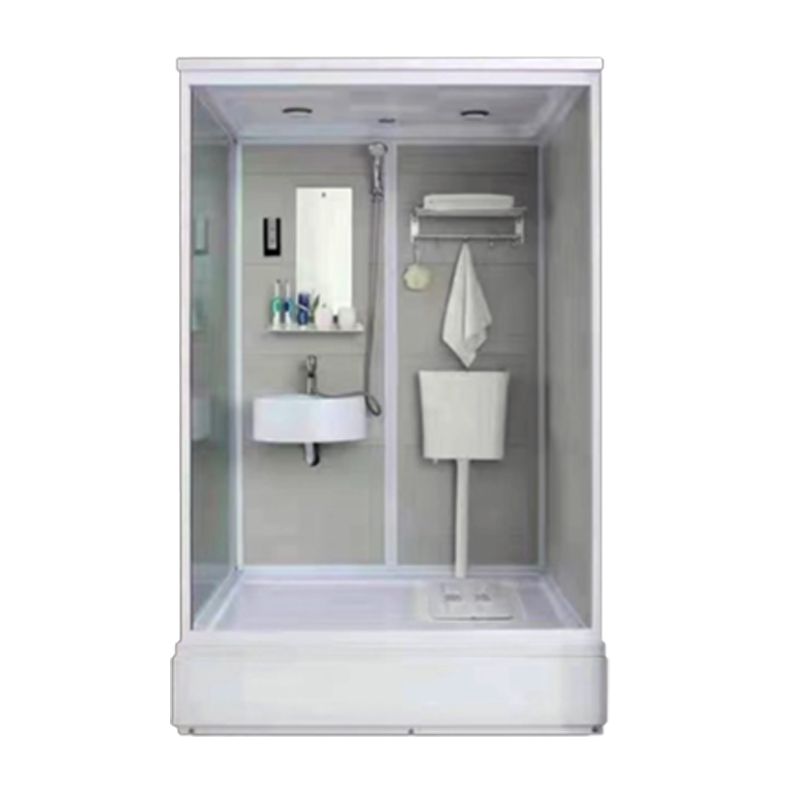 Tempered Glass Single Sliding Shower Enclosure White One Piece Frame Shower Enclosure Clearhalo 'Bathroom Remodel & Bathroom Fixtures' 'Home Improvement' 'home_improvement' 'home_improvement_shower_stalls_enclosures' 'Shower Stalls & Enclosures' 'shower_stalls_enclosures' 'Showers & Bathtubs' 1200x1200_4d769124-28c6-4594-84f5-0adef32c8e65