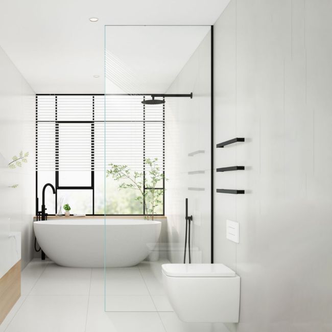 Modern Transparent Fixed Glass Panel Single Fixed Shower Screen Clearhalo 'Bathroom Remodel & Bathroom Fixtures' 'Home Improvement' 'home_improvement' 'home_improvement_shower_tub_doors' 'Shower and Tub Doors' 'shower_tub_doors' 'Showers & Bathtubs' 1200x1200_4d811180-35da-4e97-81f3-a03d4ec8b398