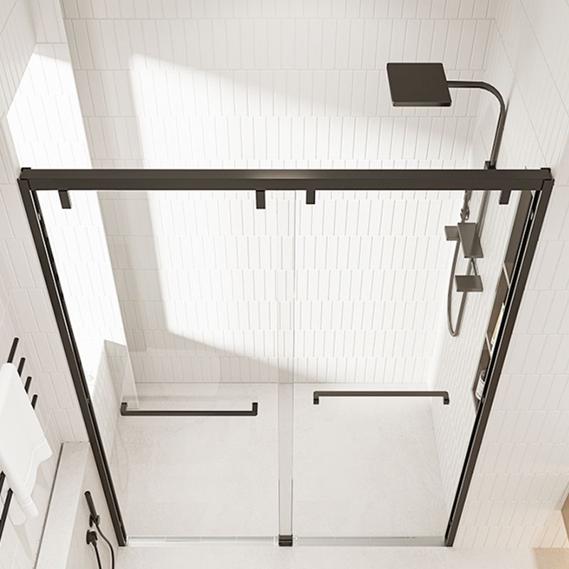 Bypass Semi Frameless Shower Door Tempered Glass Shower Door in Black Clearhalo 'Bathroom Remodel & Bathroom Fixtures' 'Home Improvement' 'home_improvement' 'home_improvement_shower_tub_doors' 'Shower and Tub Doors' 'shower_tub_doors' 'Showers & Bathtubs' 1200x1200_4d88718b-b46d-4733-9aa6-62c53629e4db