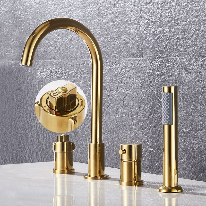 Modern Style Roman Tub Faucet Deck-Mount Copper Roman Tub Faucet Clearhalo 'Bathroom Remodel & Bathroom Fixtures' 'Bathtub Faucets' 'bathtub_faucets' 'Home Improvement' 'home_improvement' 'home_improvement_bathtub_faucets' 1200x1200_4d97b125-0353-43b4-b0ef-867db5f3cd55