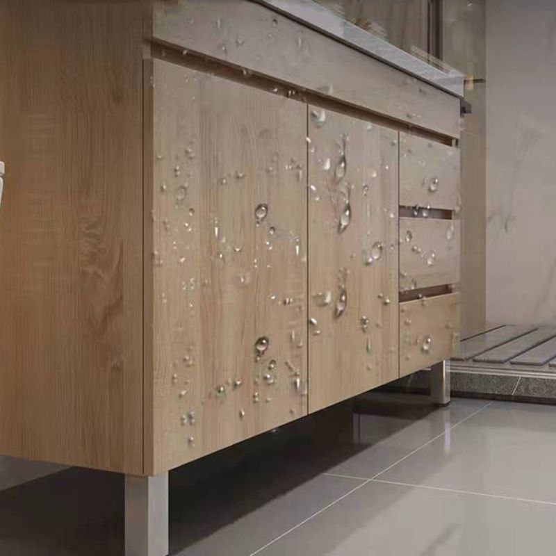 Wood Bathroom Vanity Set Mirror Rectangular Single Sink 2 Doors with Overflow Clearhalo 'Bathroom Remodel & Bathroom Fixtures' 'Bathroom Vanities' 'bathroom_vanities' 'Home Improvement' 'home_improvement' 'home_improvement_bathroom_vanities' 1200x1200_4d9d6162-b0a7-4f9f-871c-81b223bfb955