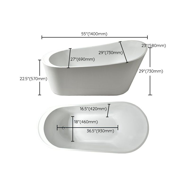Modern Oval Bathtub White Freestanding Acrylic Soaking Left Bath Clearhalo 'Bathroom Remodel & Bathroom Fixtures' 'Bathtubs' 'Home Improvement' 'home_improvement' 'home_improvement_bathtubs' 'Showers & Bathtubs' 1200x1200_4da3260b-36ca-4f6e-97a3-15f2d8c0719f