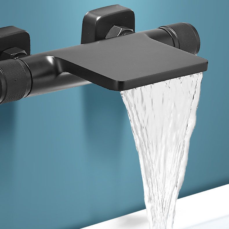 Modern Wall Mounted Metal Tub Filler Waterfall Double Handles Tub Faucet Trim Clearhalo 'Bathroom Remodel & Bathroom Fixtures' 'Bathtub Faucets' 'bathtub_faucets' 'Home Improvement' 'home_improvement' 'home_improvement_bathtub_faucets' 1200x1200_4db013b8-4d7a-4819-a3f8-fd483dfa3c9f