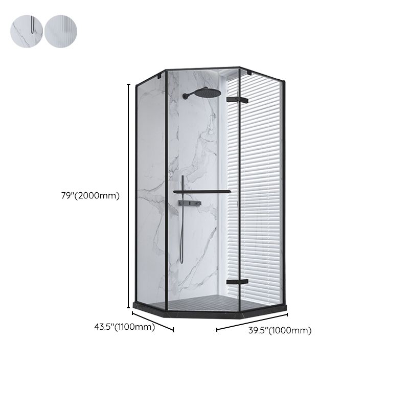Black Neo-Angle Shower Enclosure Semi Frameless Door Hinged Shower Room Clearhalo 'Bathroom Remodel & Bathroom Fixtures' 'Home Improvement' 'home_improvement' 'home_improvement_shower_stalls_enclosures' 'Shower Stalls & Enclosures' 'shower_stalls_enclosures' 'Showers & Bathtubs' 1200x1200_4dc14bc1-22fd-4365-b965-add61831b290