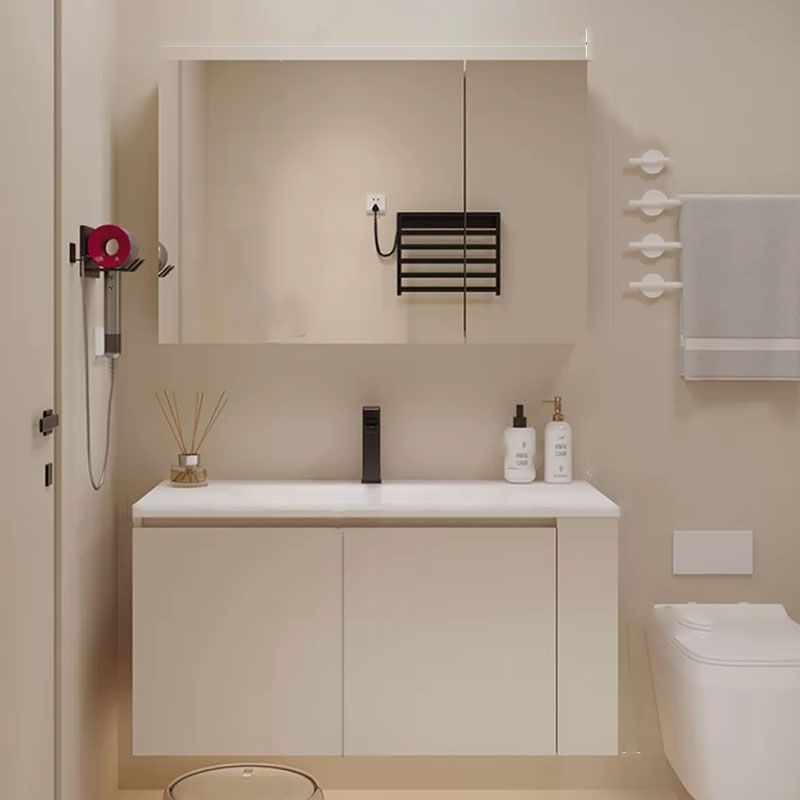 White Wood Wall Mounted Standard Modern Open Console with Sink Set Clearhalo 'Bathroom Remodel & Bathroom Fixtures' 'Bathroom Vanities' 'bathroom_vanities' 'Home Improvement' 'home_improvement' 'home_improvement_bathroom_vanities' 1200x1200_4dc1be22-b482-4de9-89ae-6056e7672725