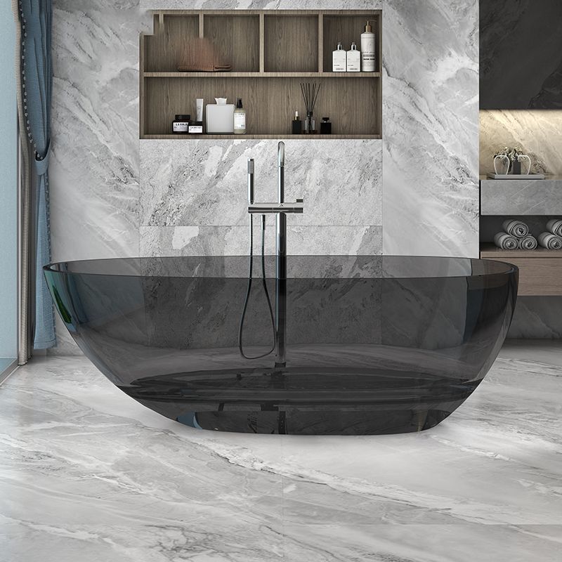 Modern Ellipse Bathtub Freestand Soaking Bathtub with Drain Bath Tub Clearhalo 'Bathroom Remodel & Bathroom Fixtures' 'Bathtubs' 'Home Improvement' 'home_improvement' 'home_improvement_bathtubs' 'Showers & Bathtubs' 1200x1200_4dc74f01-571b-4c4e-a1c4-51f3c84a85a1