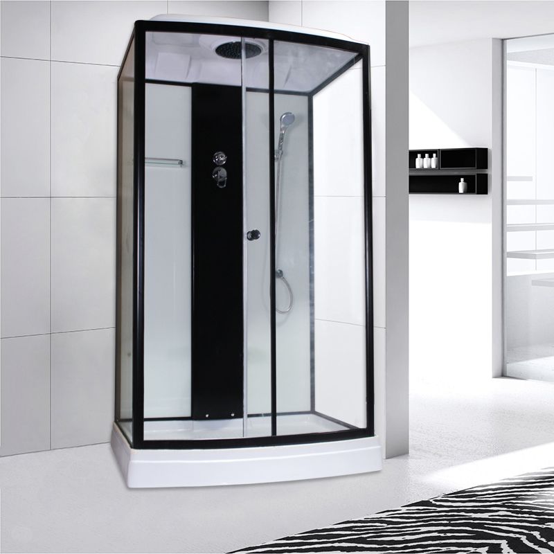 Corner Framed Shower Stall Single Sliding Tempered Glass Shower Stall Clearhalo 'Bathroom Remodel & Bathroom Fixtures' 'Home Improvement' 'home_improvement' 'home_improvement_shower_stalls_enclosures' 'Shower Stalls & Enclosures' 'shower_stalls_enclosures' 'Showers & Bathtubs' 1200x1200_4de298dd-2e55-4b32-a10a-8191b4efe211