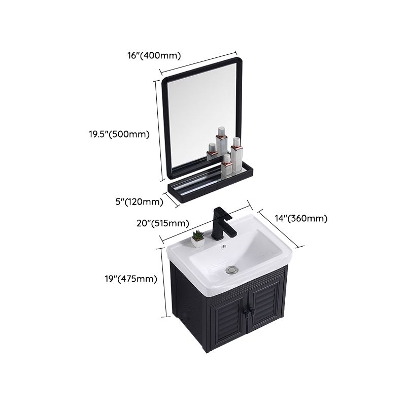 Modern Bathroom Vanity Metal Base Shelving Included Wall-Mounted Space Saver Vanity Clearhalo 'Bathroom Remodel & Bathroom Fixtures' 'Bathroom Vanities' 'bathroom_vanities' 'Home Improvement' 'home_improvement' 'home_improvement_bathroom_vanities' 1200x1200_4dfbb6b3-4747-40ba-8ca3-e4bf202f930f