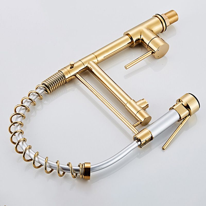 Glam Sink Faucet Brass Lever Handles Spring Neck Swivel Spout Bathroom ...