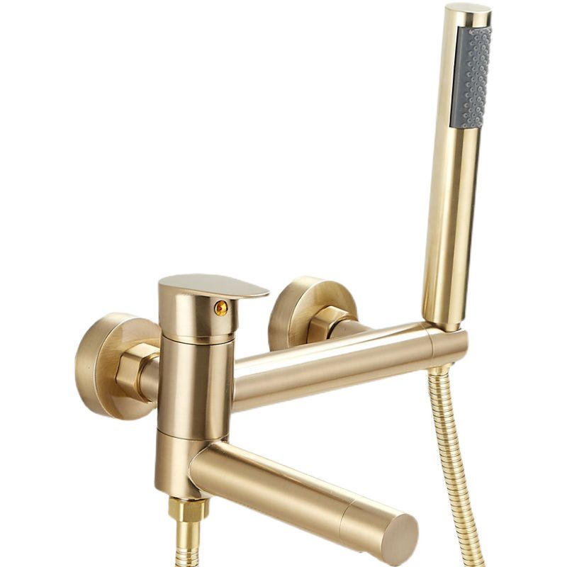 Contemporary Wall Mounted Tub Filler Single Handle Metal Faucet Clearhalo 'Bathroom Remodel & Bathroom Fixtures' 'Bathtub Faucets' 'bathtub_faucets' 'Home Improvement' 'home_improvement' 'home_improvement_bathtub_faucets' 1200x1200_4e2a537a-ad85-4a6f-b334-6940710160b8