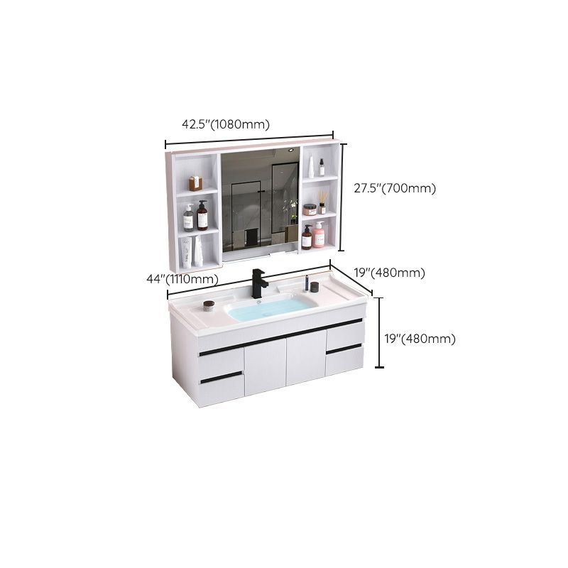 Modern Sink Vanity White Ceramic Top Oval Single-Sink Bath Vanity Clearhalo 'Bathroom Remodel & Bathroom Fixtures' 'Bathroom Vanities' 'bathroom_vanities' 'Home Improvement' 'home_improvement' 'home_improvement_bathroom_vanities' 1200x1200_4e40b2fd-36f2-480f-8046-c4ea1e6d9077