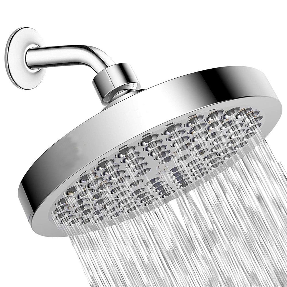 Contemporary Fixed Shower Head Round Metal Spray Head in Silver Clearhalo 'Bathroom Remodel & Bathroom Fixtures' 'Home Improvement' 'home_improvement' 'home_improvement_shower_heads' 'Shower Heads' 'shower_heads' 'Showers & Bathtubs Plumbing' 'Showers & Bathtubs' 1200x1200_4e523d58-260f-4532-a275-b16e3814cb45