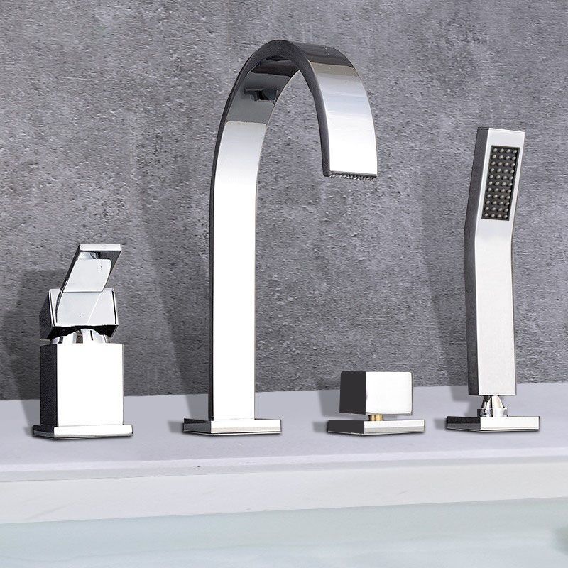 Contemporary Bathroom Faucet Deck Mounted Copper Low Arc Roman Tub Faucet Trim Clearhalo 'Bathroom Remodel & Bathroom Fixtures' 'Bathtub Faucets' 'bathtub_faucets' 'Home Improvement' 'home_improvement' 'home_improvement_bathtub_faucets' 1200x1200_4e6d0e97-a8f2-4139-a64a-37f7d9346fda