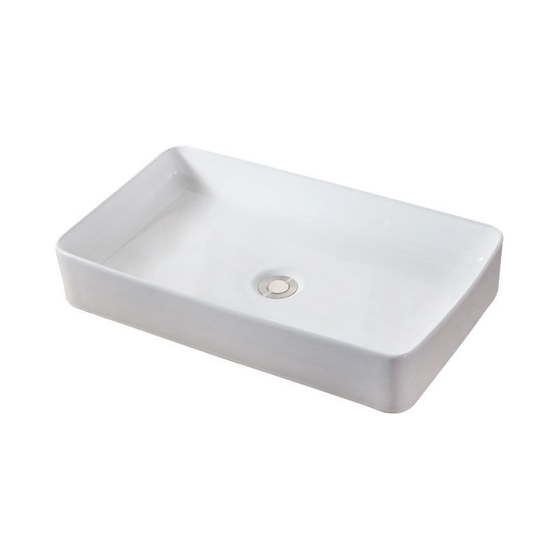 Modern Vessel Bathroom Sink Rectangular Porcelain Drain Vessel Sink(Not Included Faucet) Clearhalo 'Bathroom Remodel & Bathroom Fixtures' 'Bathroom Sinks & Faucet Components' 'Bathroom Sinks' 'bathroom_sink' 'Home Improvement' 'home_improvement' 'home_improvement_bathroom_sink' 1200x1200_4e900f92-aae5-41f3-97a3-b55c7ba7e092