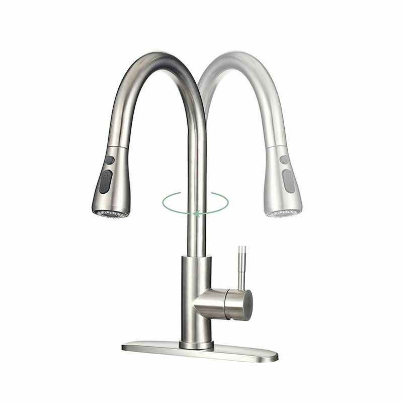 Pull Down Kitchen Standard Faucet Single Handle Faucet with Pull Out Sprayer Clearhalo 'Home Improvement' 'home_improvement' 'home_improvement_kitchen_faucets' 'Kitchen Faucets' 'Kitchen Remodel & Kitchen Fixtures' 'Kitchen Sinks & Faucet Components' 'kitchen_faucets' 1200x1200_4e918c5f-1d71-4d0e-9730-3695c9e0cd3f