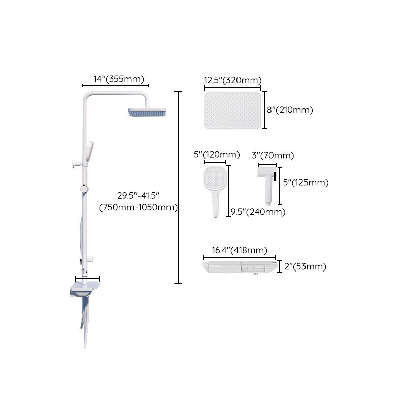 White Wall Mounted Shower Head Combo Contemporary Shower System Clearhalo 'Bathroom Remodel & Bathroom Fixtures' 'Home Improvement' 'home_improvement' 'home_improvement_shower_faucets' 'Shower Faucets & Systems' 'shower_faucets' 'Showers & Bathtubs Plumbing' 'Showers & Bathtubs' 1200x1200_4ea17cd9-f7b1-42bc-89e1-2852881cce79