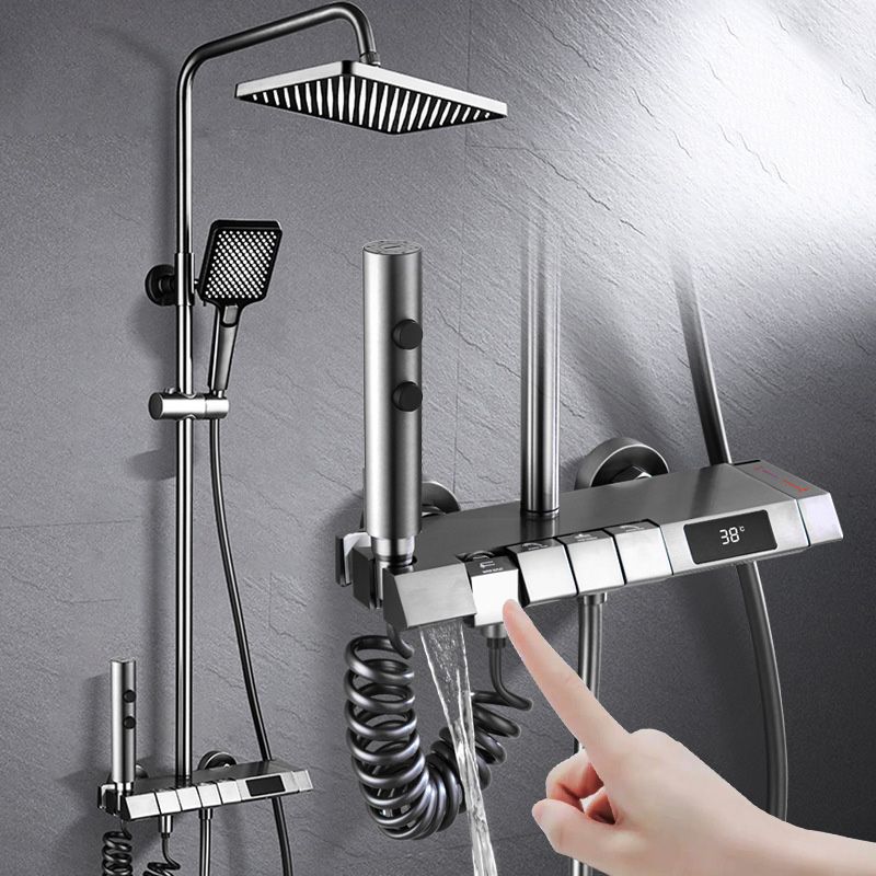 Adjustable Spray Pattern Shower Combo Stainless Steel Shower Faucet Arm Shower Head Clearhalo 'Bathroom Remodel & Bathroom Fixtures' 'Home Improvement' 'home_improvement' 'home_improvement_shower_faucets' 'Shower Faucets & Systems' 'shower_faucets' 'Showers & Bathtubs Plumbing' 'Showers & Bathtubs' 1200x1200_4edeb251-7831-478b-a935-58edd23ffd98